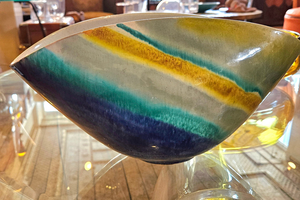 Mid century Alvino Bagni for Raymor Glazed Large Pottery Bowl