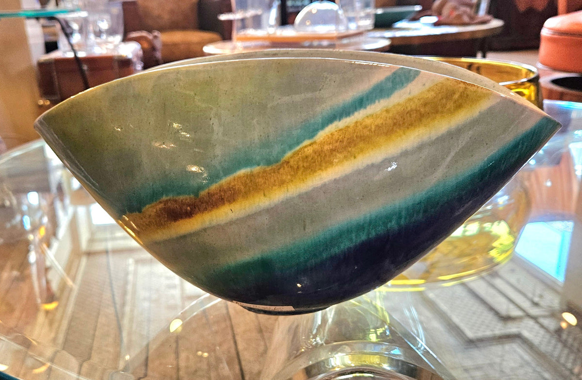 Mid century Alvino Bagni for Raymor Glazed Large Pottery Bowl