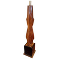 Mid Century Modern Laurel Table Lamp Tall Carved Wood with Brass Black Base