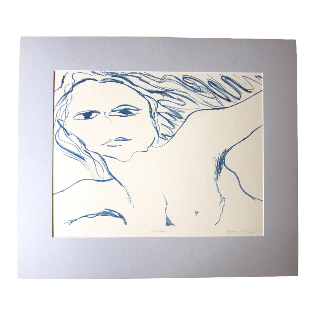 1970s Vintage Suzanne Peters "Swimmer" Signed Limited Edition Nude Figural Print